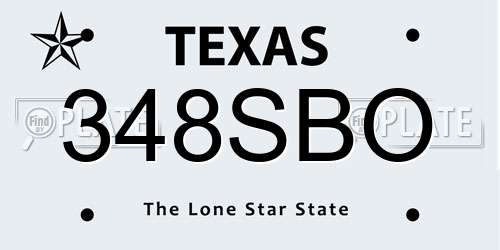 348SBO Texas License Plate