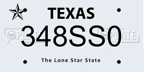 348SS0 Texas License Plate