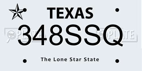 348SSQ Texas License Plate