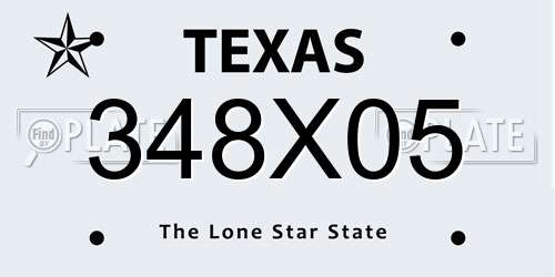 348X05 Texas License Plate