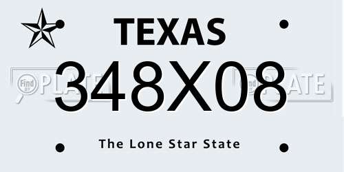 348X08 Texas License Plate