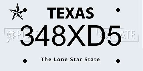 348XD5 Texas License Plate