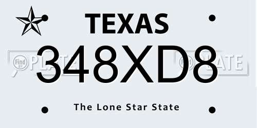 348XD8 Texas License Plate