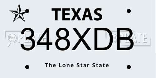 348XDB Texas License Plate