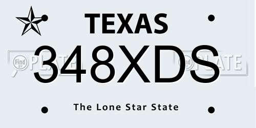 348XDS Texas License Plate