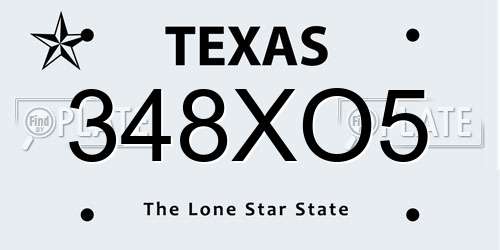 348XO5 Texas License Plate