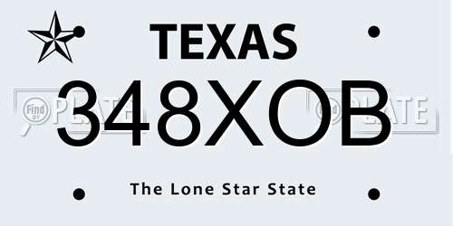348XOB Texas License Plate