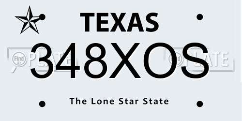 348XOS Texas License Plate