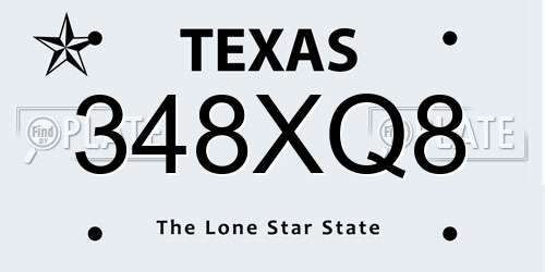 348XQ8 Texas License Plate