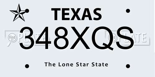 348XQS Texas License Plate