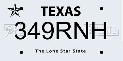 349RNH Texas License Plate