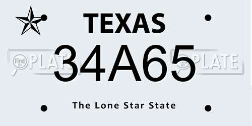 34A65 Texas License Plate
