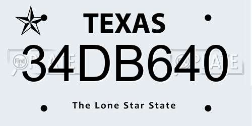 34DB640 Texas License Plate