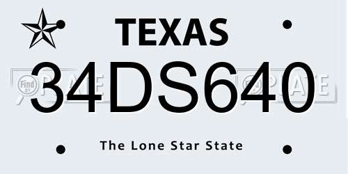 34DS640 Texas License Plate