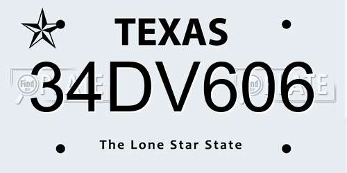 34DV606 Texas License Plate