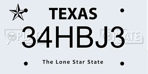 34HBJ3 Texas License Plate