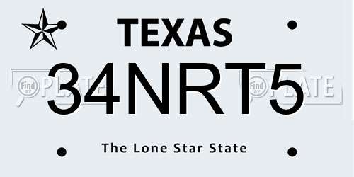 34NRT5 Texas License Plate