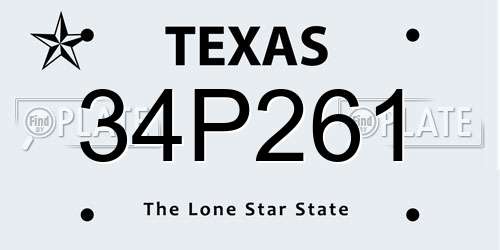 34P261 Texas License Plate
