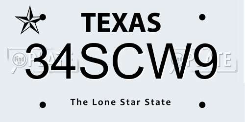 34SCW9 Texas License Plate