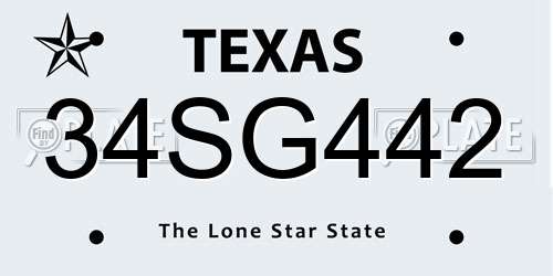 34SG442 Texas License Plate