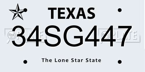 34SG447 Texas License Plate