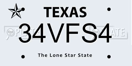 34VFS4 Texas License Plate