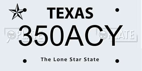 350ACY Texas License Plate