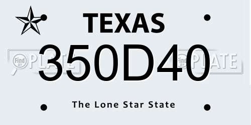 350D40 Texas License Plate