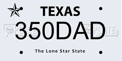 350DAD Texas License Plate