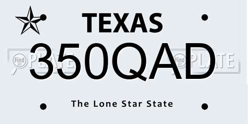 350QAD Texas License Plate