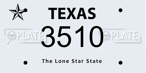 3510 Texas License Plate