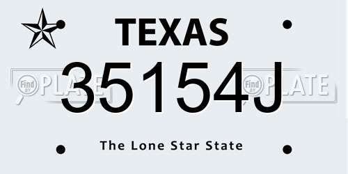 35154J Texas License Plate