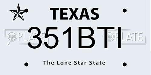 351BTI Texas License Plate