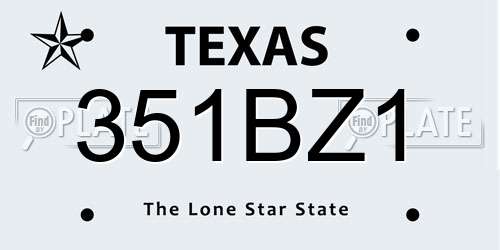 351BZ1 Texas License Plate