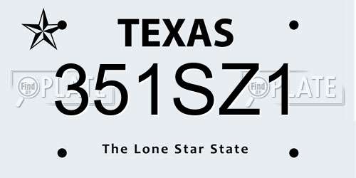 351SZ1 Texas License Plate