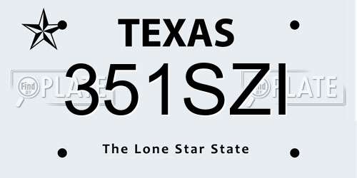 351SZI Texas License Plate