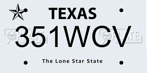 351WCV Texas License Plate