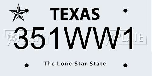 351WW1 Texas License Plate
