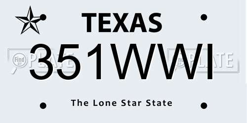 351WWI Texas License Plate