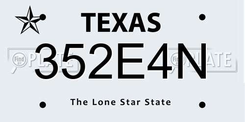 352E4N Texas License Plate