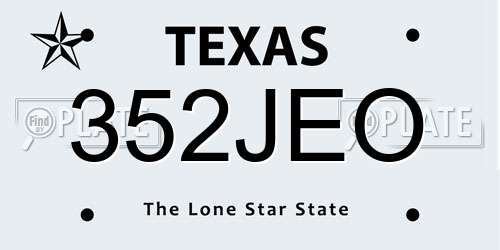 352JEO Texas License Plate