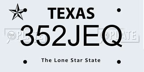 352JEQ Texas License Plate