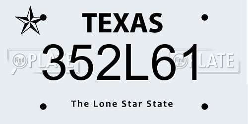 352L61 Texas License Plate