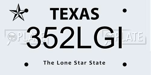 352LGI Texas License Plate