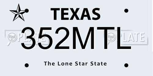 352MTL Texas License Plate
