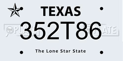352T86 Texas License Plate