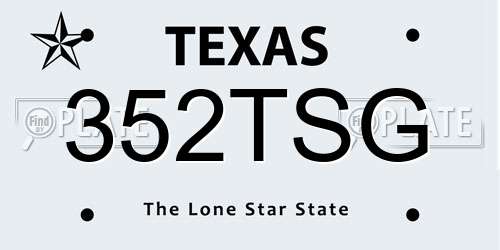 352TSG Texas License Plate