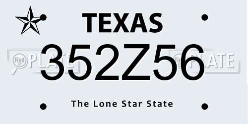 352Z56 Texas License Plate