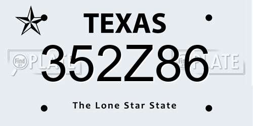 352Z86 Texas License Plate