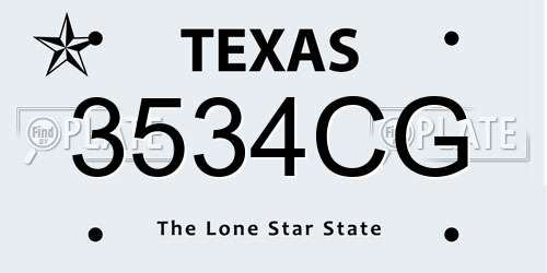 3534CG Texas License Plate